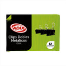 Doble Clip 41 mm Negro 12 Un OFICINA Y LIBRERIA ADIX 
