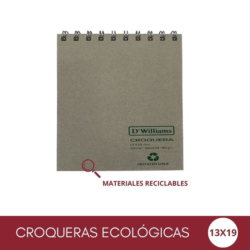 Croquera Ecológica 13X19 Cm 100 Hojas OFICINA Y LIBRERIA D WILLIAMS 