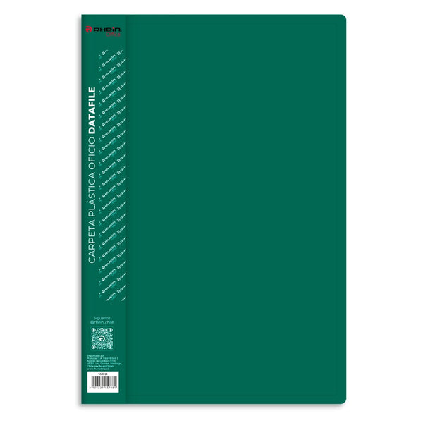 Carpeta Plástica Con Gusano Oficio Verde Datafile OFICINA Y LIBRERIA RHEIN 