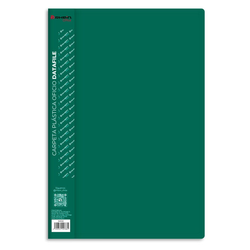 Carpeta Plástica Con Gusano Oficio Verde Datafile OFICINA Y LIBRERIA RHEIN 