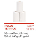 Rollo Papel Térmico 56X17 Mt X 13 48 Gr 120 Un OFICINA Y LIBRERIA ENGATEL 