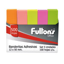 Banderitas Adhesivas Papel Paquete 5X100 Neón Surtido OFICINA Y LIBRERIA FULTONS 