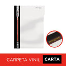 Carpeta Vinil Carta Con Acco Clip Lomo Negro Transparente OFICINA Y LIBRERIA RHEIN 