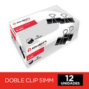 Doble Clip 51 Mm Negro Metálico 12 Un OFICINA Y LIBRERIA RHEIN 