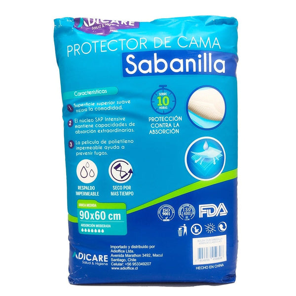 Sabanilla Protectora 90X60 Cm Bolsa 10 Un CUIDADO PERSONAL ADICARE 