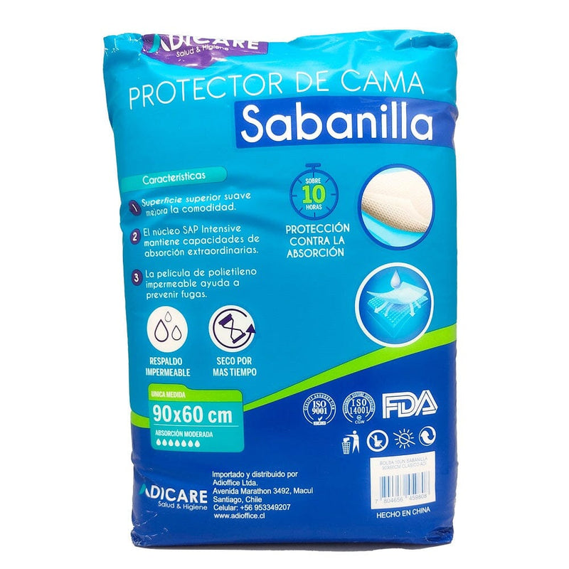 Sabanilla Protectora 90X60 Cm Bolsa 10 Un CUIDADO PERSONAL ADICARE 
