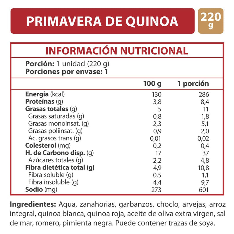 Platos Listo Instantáneos Primavera Quinoa 220 Gr ALIMENTOS IANSA 