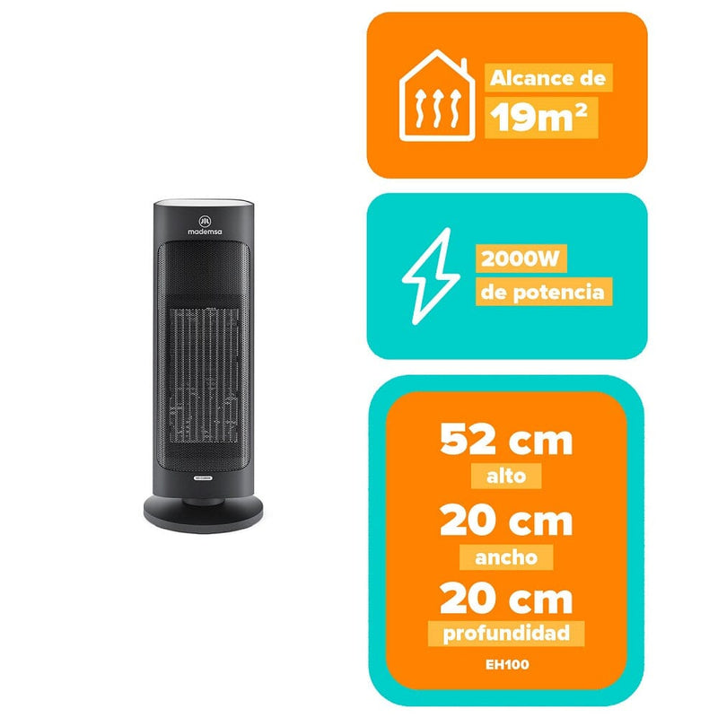 Estufa Eléctrica Digital Cerámica Eh100 C/N HOGAR MADEMSA 
