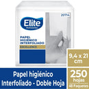 Papel Higiénico Interfoliado Doble Hoja 250 Hojas ASEO Y LIMPIEZA ELITE 