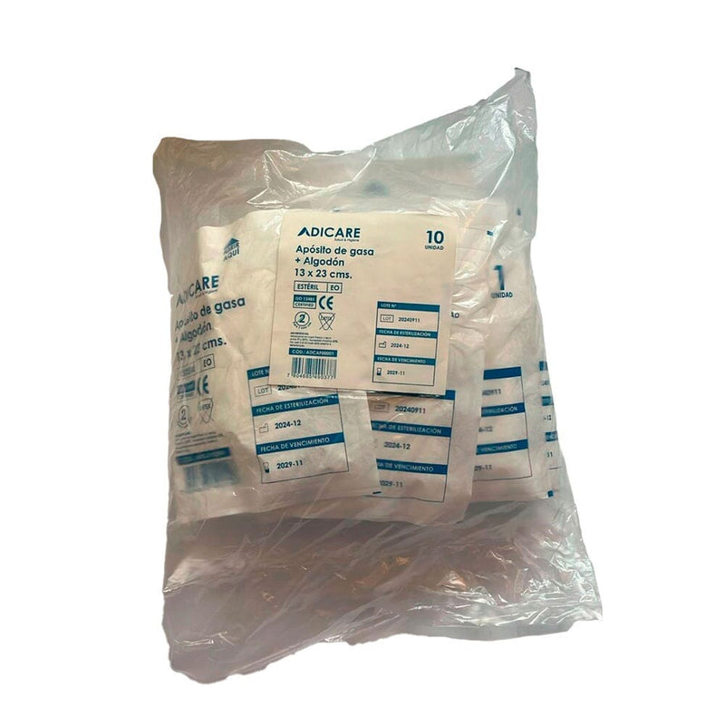 Apósito De Gasa Tejida Algodón Esterilizada 13X23 Cm Bolsa 10 Un CUIDADO PERSONAL ADICARE 