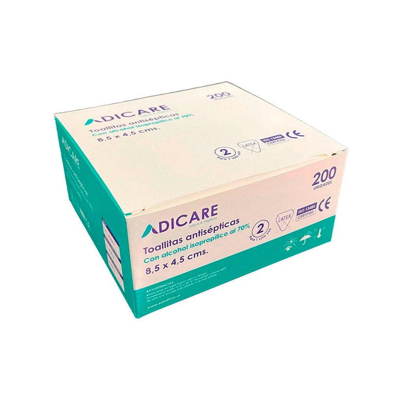 Toallitas Antisépticas Con Alcohol Caja Con 200 Sobres CUIDADO PERSONAL ADICARE 