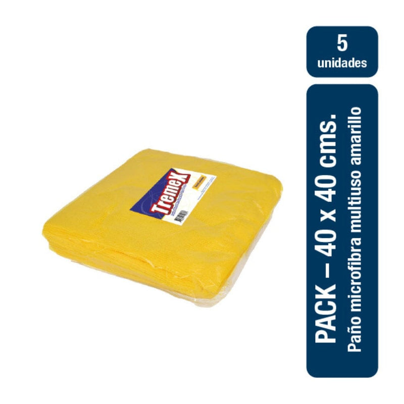 Paño Microfibra Amarillo 40X40 5 Un ASEO Y LIMPIEZA TREMEX 