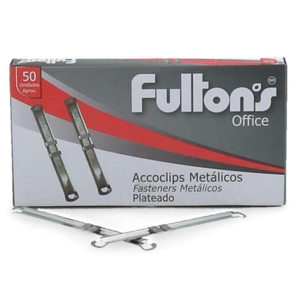 Accoclip Metálico Caja 50 Un Cromado OFICINA Y LIBRERIA FULTONS 