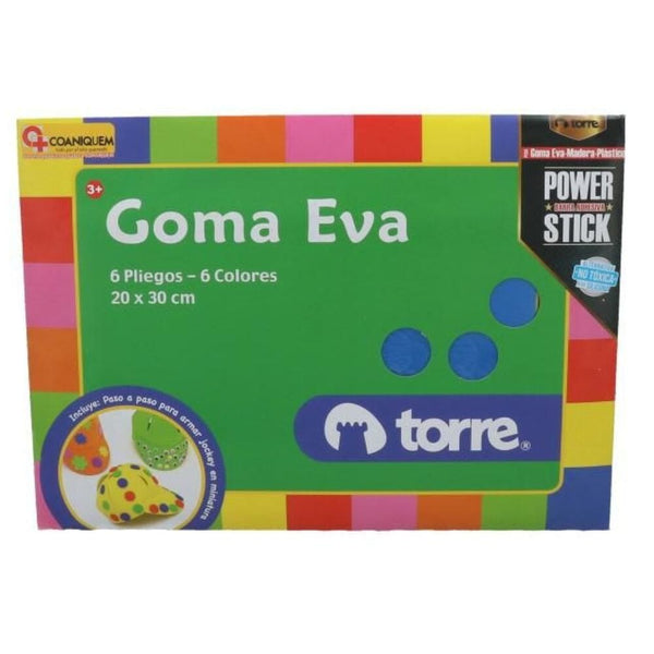 Carpeta Con Goma Eva 20 X 30 mm 6 Pliegos 6 Colores OFICINA Y LIBRERIA TORRE 