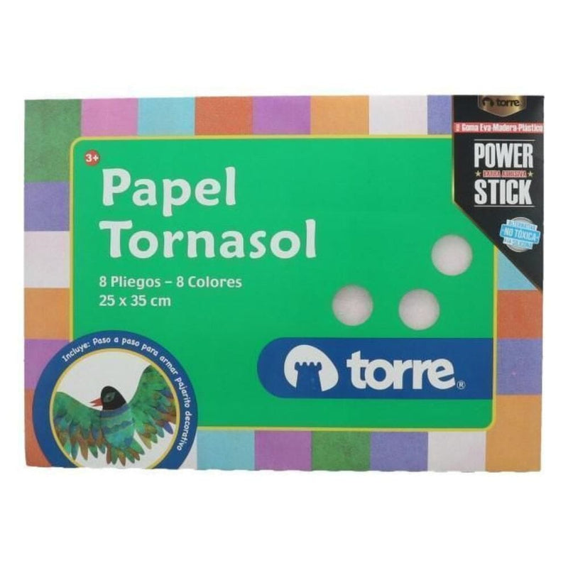 Carpeta Con Papel Tornasol 25 X 35 cm 8 Pliegos 8 Colores OFICINA Y LIBRERIA TORRE 