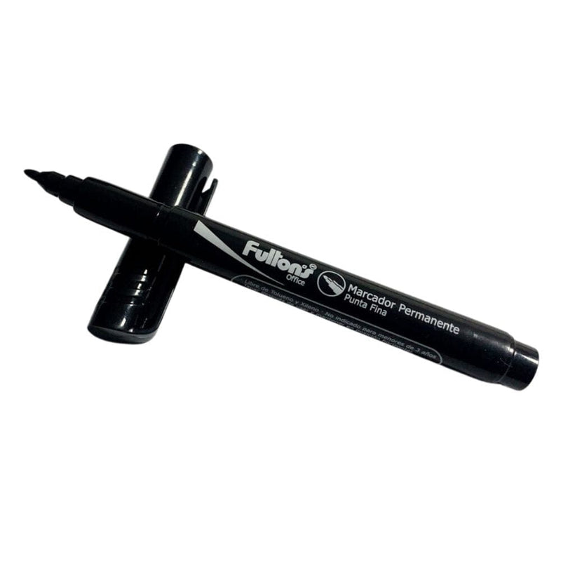 Marcador Permanente Punta Fina Negro Desechable OFICINA Y LIBRERIA FULTONS 