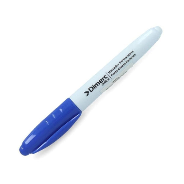 Marcador Permanente Punta Redonda Azul Desechable OFICINA Y LIBRERIA DIMERC 