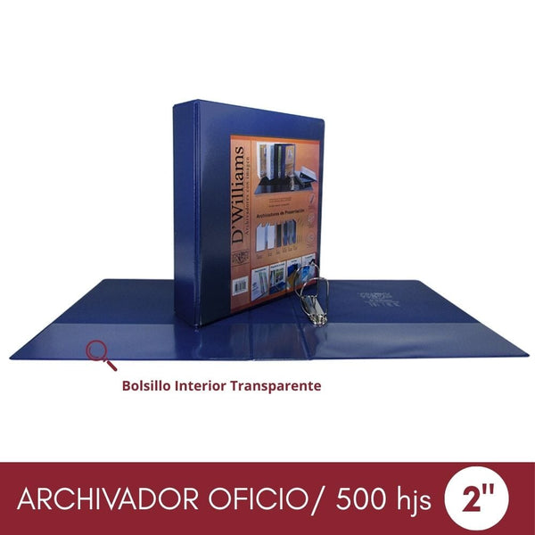 Archivador Catálogo Oficio 2 Aros 2.0 Azul OFICINA Y LIBRERIA D WILLIAMS 