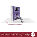 Archivador Catálogo Carta 3 Aros 1.5'' Blanco 370 Hojas OFICINA Y LIBRERIA D WILLIAMS 
