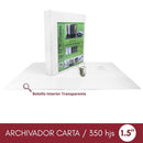 Archivador Catálogo Carta 2 Aros 1.5'' Blanco 370 Hojas OFICINA Y LIBRERIA D WILLIAMS 