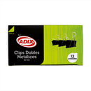 Clips Doble 12 Un 32 Mm Negro 1 1/4 Pulgada OFICINA Y LIBRERIA ADIX 
