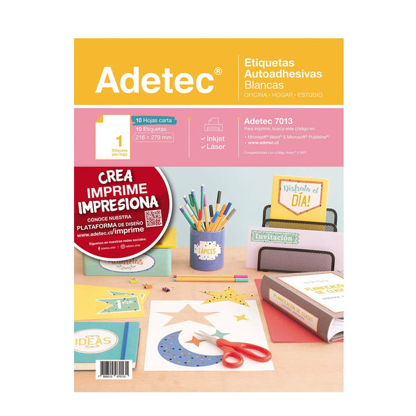 Etiqueta Inkjet Hogar 216X279 Mm 10 Un OFICINA Y LIBRERIA ADETEC 