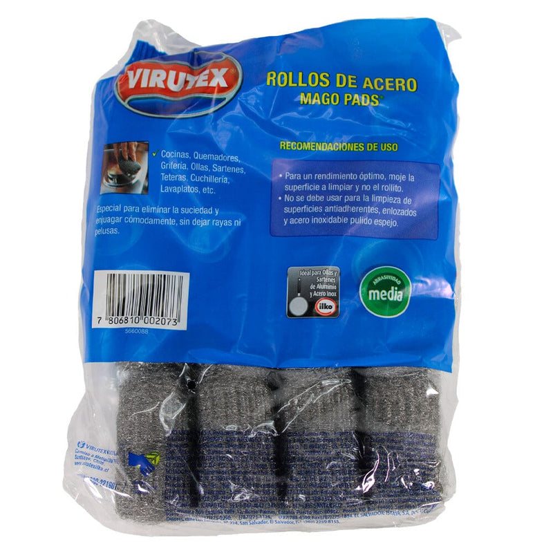 Virutilla Olla Mago Pads Sin Jabón 12 Rollitos ASEO Y LIMPIEZA VIRUTEX 