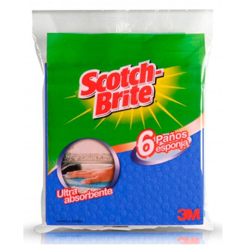 Paño Cocina Celulosa Azul 6 Un ASEO Y LIMPIEZA 3M 