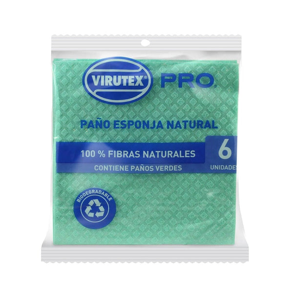 Paño Esponja Color Verde X 6 Un ASEO Y LIMPIEZA VIRUTEX PRO 
