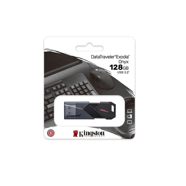 Pendrive Retráctil 128Gb Usb3.2 Onix Negro TECNOLOGÍA KINGSTON 