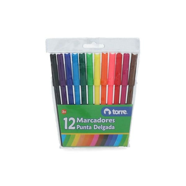Plumón Scripto 12 Colores TORRE Colores Surtidos 
