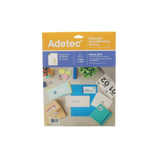 Etiqueta Inkjet/Laser 101 X 85 Mm 150 Un ADETEC Blanco 