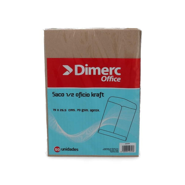 Saco De Papel 1/2 Oficio Kraft 70 gr 50 Un DIMERC Café 