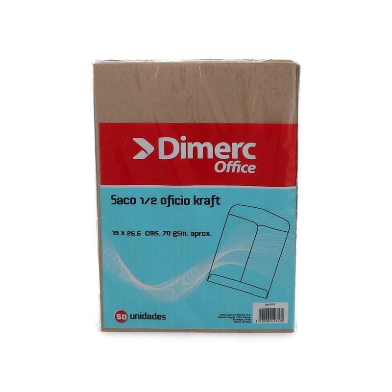 Saco De Papel 1/2 Oficio Kraft 70 gr 50 Un DIMERC Café 