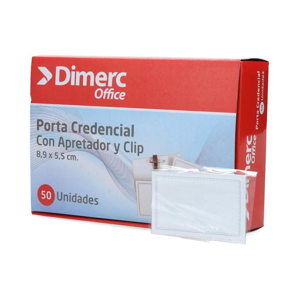 Porta Credencial Con Apretador Y Clip 8.9 X 5.5 Cm 50 Un DIMERC 
