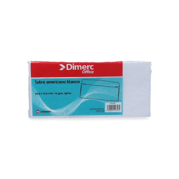 Sobre Americano Blanco 80 gr 50 Un DIMERC 