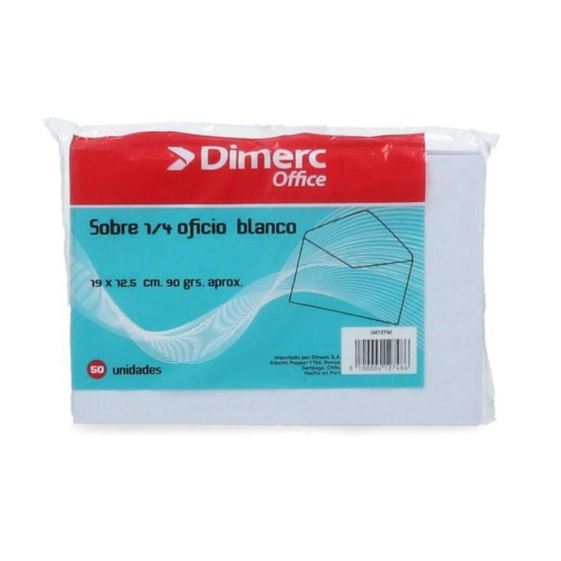 Sobre 1/4 Oficio Blanco 90 gr 50 Un DIMERC Blanco 