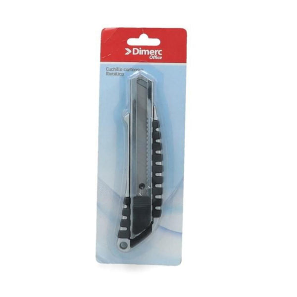 Cuchillo Cartonero Metalico Con Grip Grande Hoja 18 Mm DIMERC 