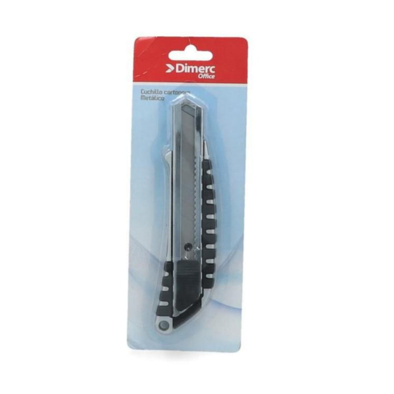 Cuchillo Cartonero Metalico Con Grip Grande Hoja 18 Mm DIMERC 