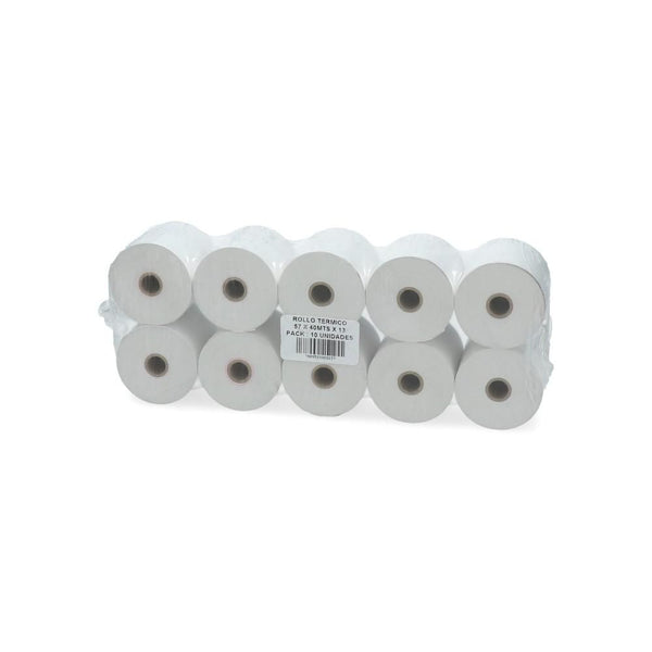 Rollo Papel Termico Paquete 57 Mm X 40 Mt X 13 Cm 55 Gr 10 Un ENGATEL Blanco 