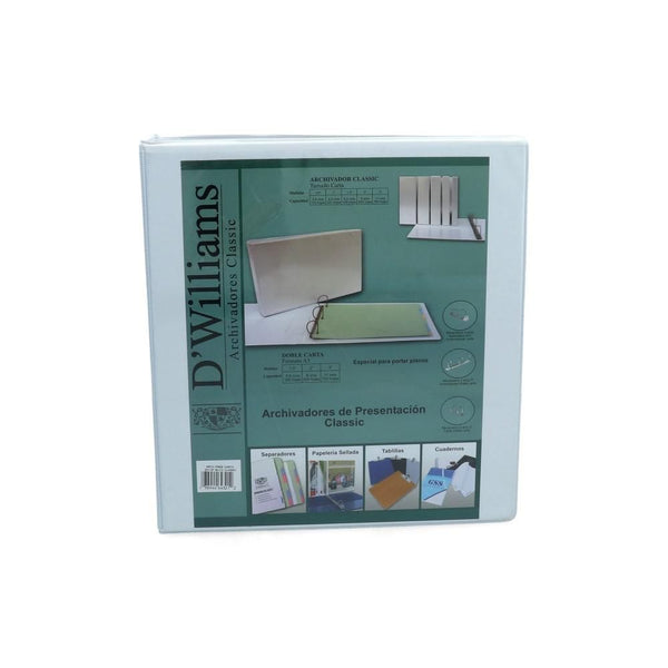 Archivador Catalogo Carta 2 Aros 1.5'' Blanco Classic D WILLIAMS 