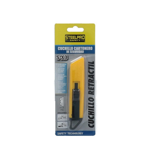 Cuchillo Cartonero Retractil Hoja 19 Mm X-3 STEELPRO 