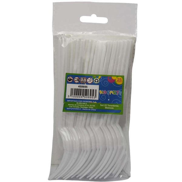 Tenedor Plastico Blanco 25 Un BIG PARTY Blanco 