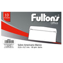 Sobre Americano Blanco 80 gr 10 Un FULTONS Blanco 