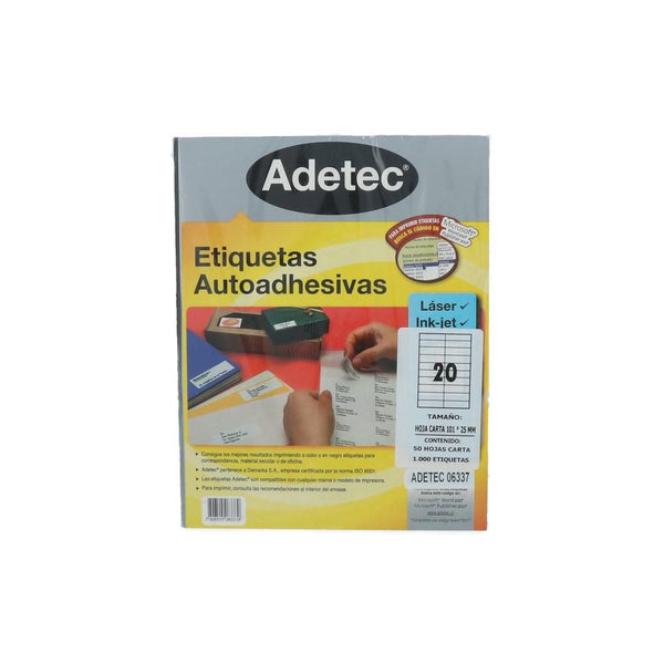 Etiqueta Ink Jet/Laser Adetec 101X25 Mm 1000 Un50H ADETEC Blanco 