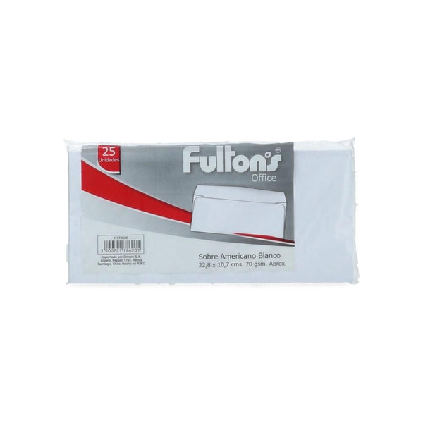 Sobre Americano Blanco 80 gr 25 Un FULTONS 