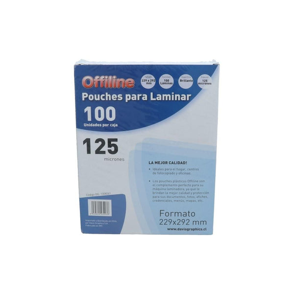 Sobre Carta Para Plastificar 228 X 292 Mm 100 Un 125 Micrones OFFILINE 
