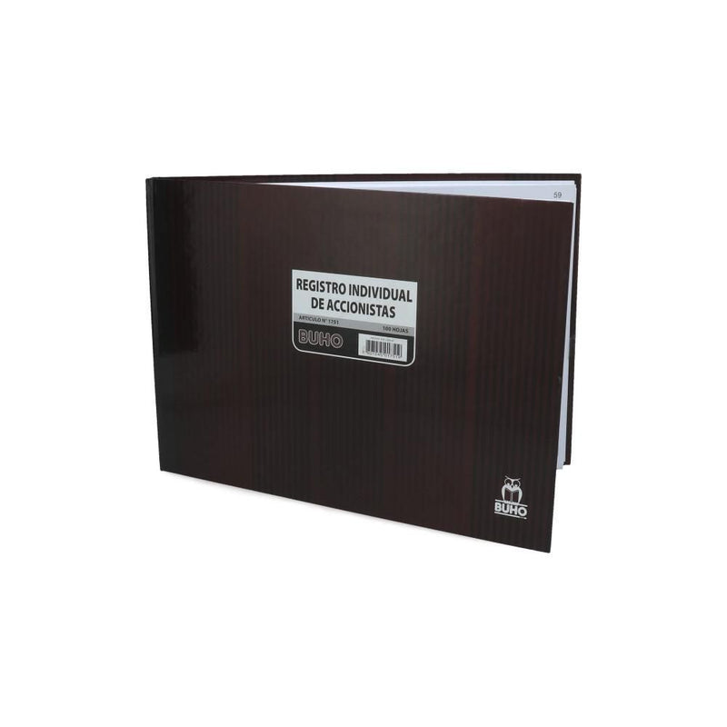 Libro Administrativo Registro Ind Accionistas 100 Hojas BUHO 