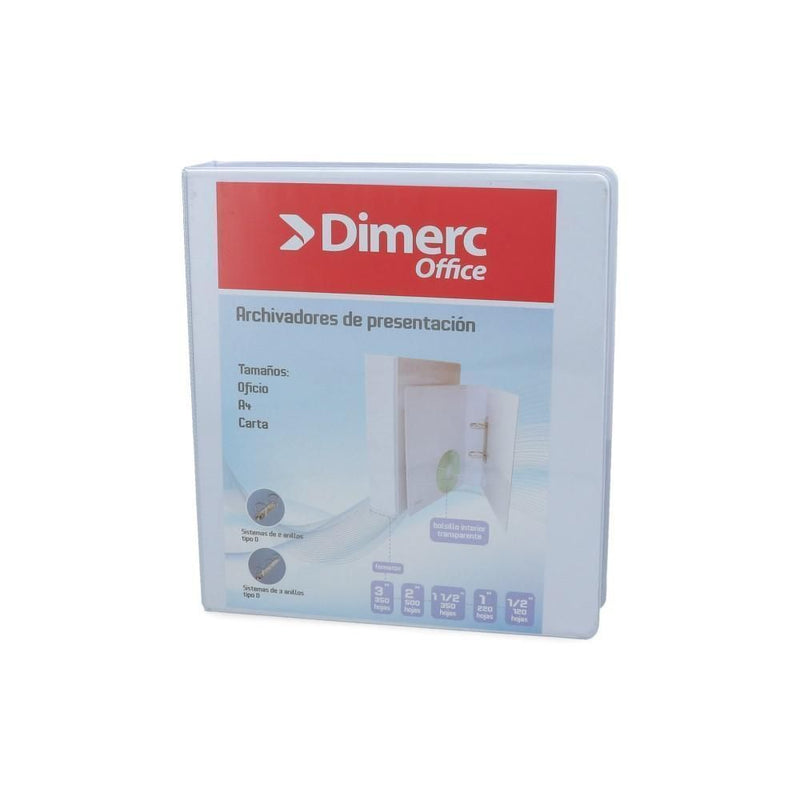 Archivador Catalogo Carta 2 Aros 1.5'' Blanco DIMERC 