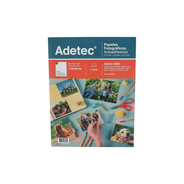 Papel Para Foto Autoadhesivo Brillante Carta 20 Hj 180 Gr ADETEC 